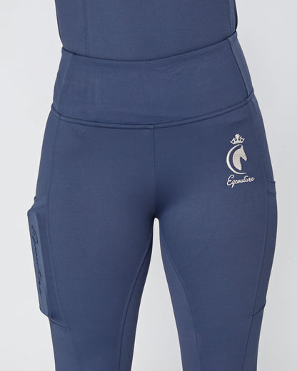 ALL-SEASON Navy Riding Leggings / Tights with Phone Pockets - NO GRIP/ SILICONE