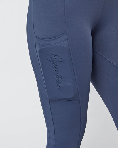 ALL-SEASON Navy Riding Leggings / Tights with Phone Pockets - NO GRIP/ SILICONE
