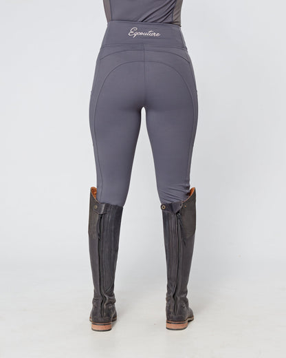 ALL-SEASON Slate Grey Riding Leggings / Tights with Phone Pockets - NO GRIP/ SILICONE