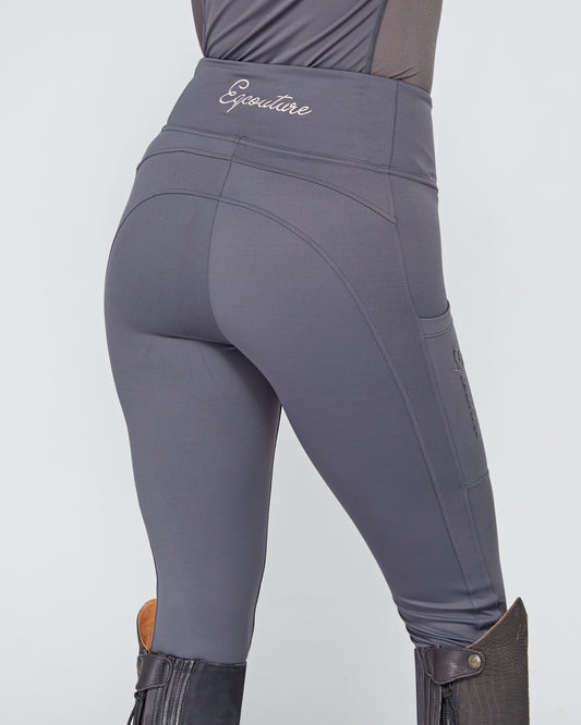 ORIGINALS Slate Grey Riding Leggings / Tights with Phone Pockets - NO GRIP/ SILICONE