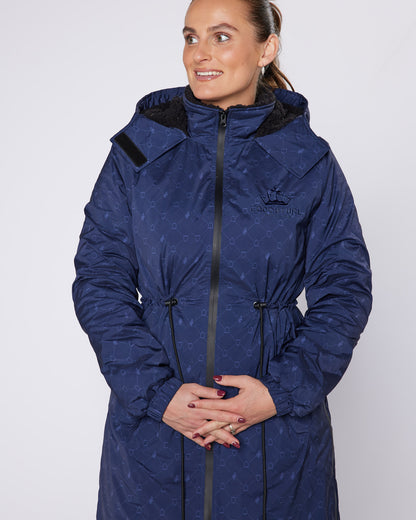 DryStyle Waterproof Fleece Lined Coat - Navy Stirrup Print