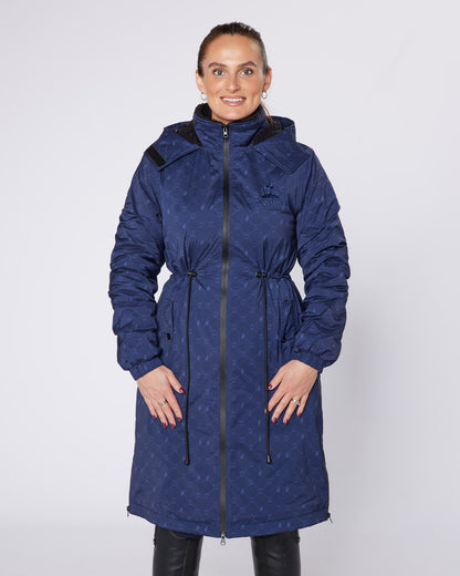 DryStyle Waterproof Fleece Lined Coat - Navy Stirrup Print