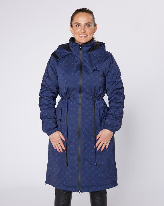 DryStyle Waterproof Fleece Lined Coat - Navy Stirrup Print