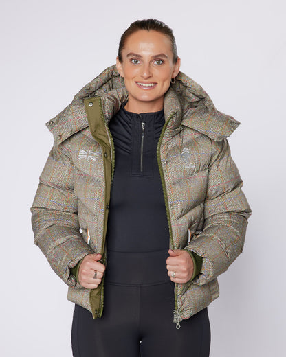 Exclusive Short Tweed Puffer Coat  / Jacket - Detachable Hood