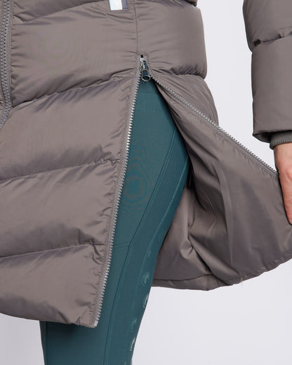 Exclusive Long Grey Puffer Coat / Jacket - Detachable Hood