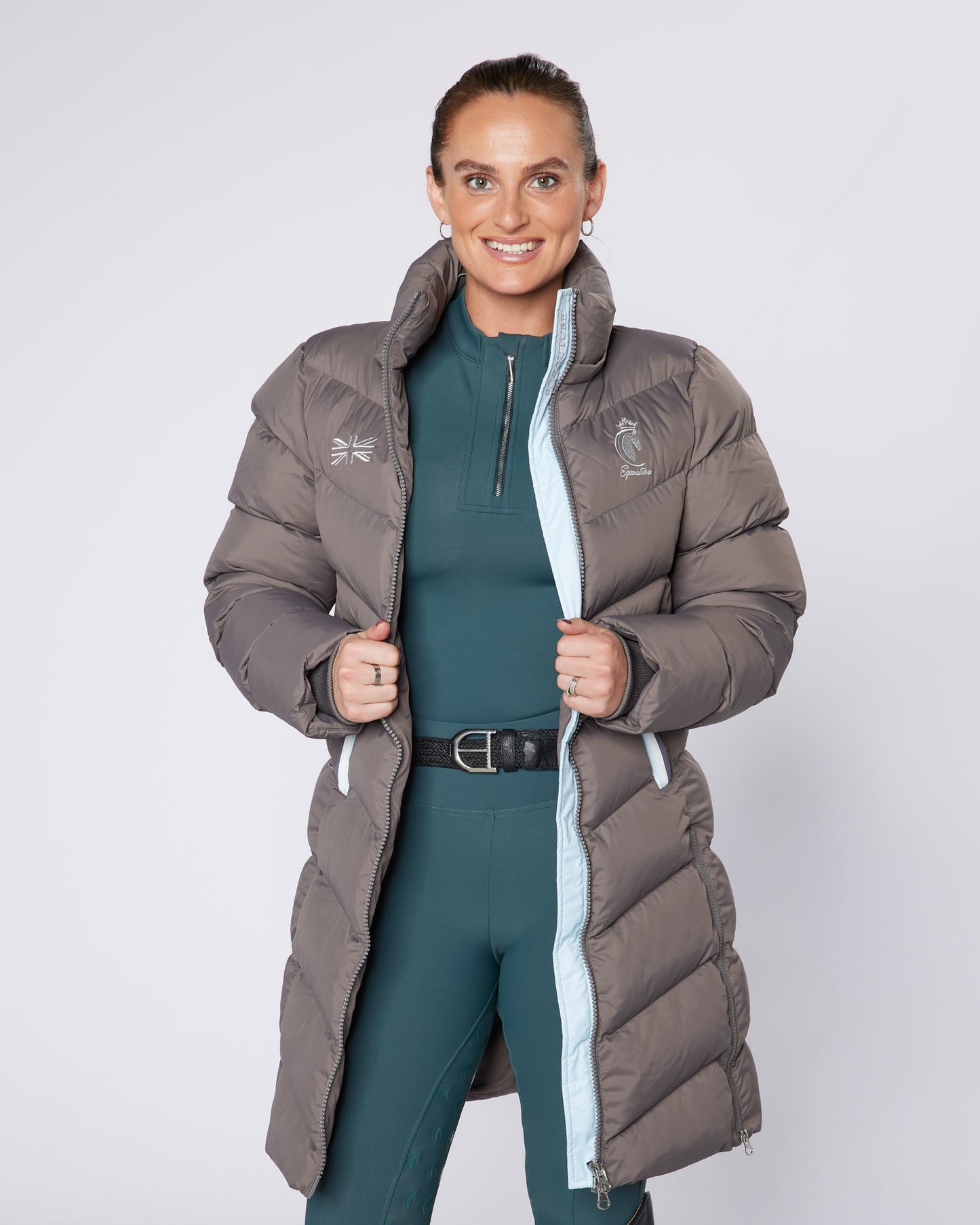 Exclusive Long Grey Puffer Coat / Jacket - Detachable Hood