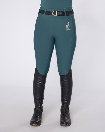 ALL-SEASON Emerald Riding Leggings / Tights with Phone Pockets - WATER RESISTANT
