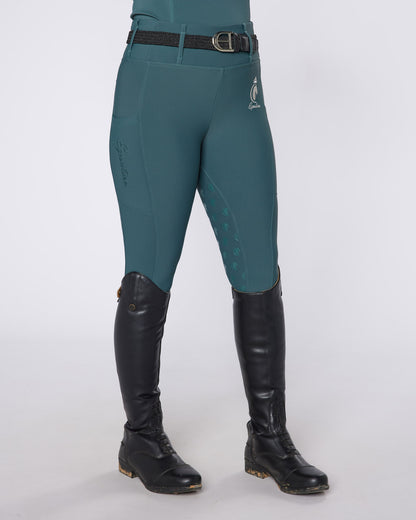 ALL-SEASON Emerald Riding Leggings / Tights with Phone Pockets - WATER RESISTANT