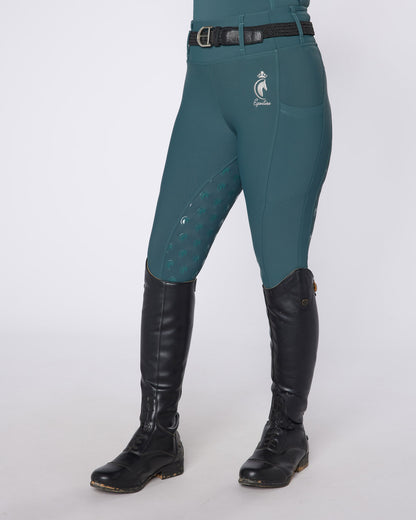 ALL-SEASON Emerald Riding Leggings / Tights with Phone Pockets - WATER RESISTANT