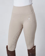Load image into Gallery viewer, Competition Beige Riding Leggings / Tights with Phone Pockets - HUNTER BEIGE
