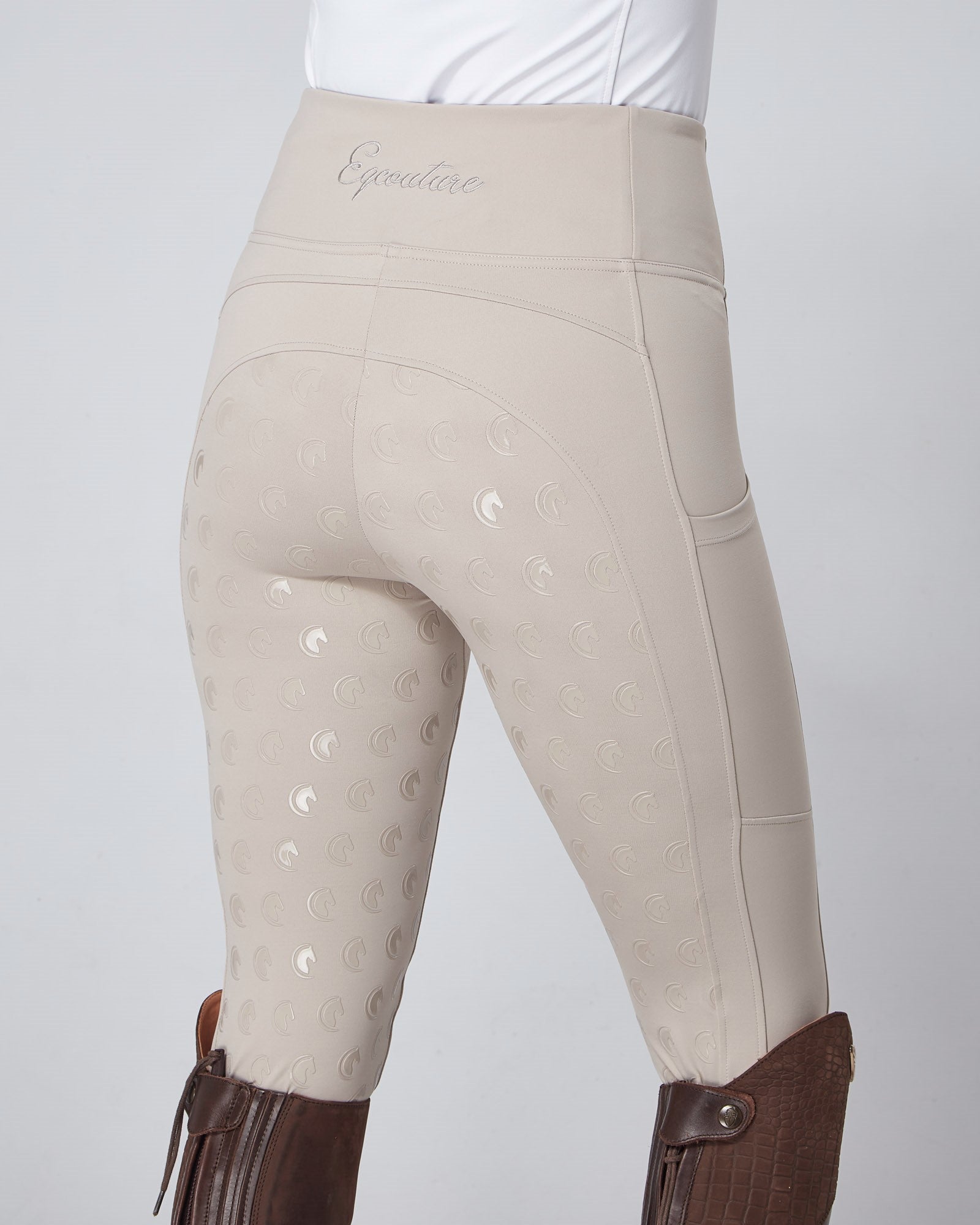 Competition Beige Riding Leggings / Tights with Phone Pockets - HUNTER BEIGE
