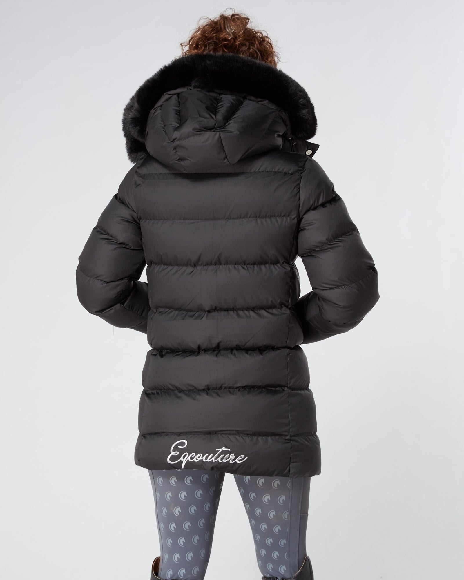Black fitted coat with hood online