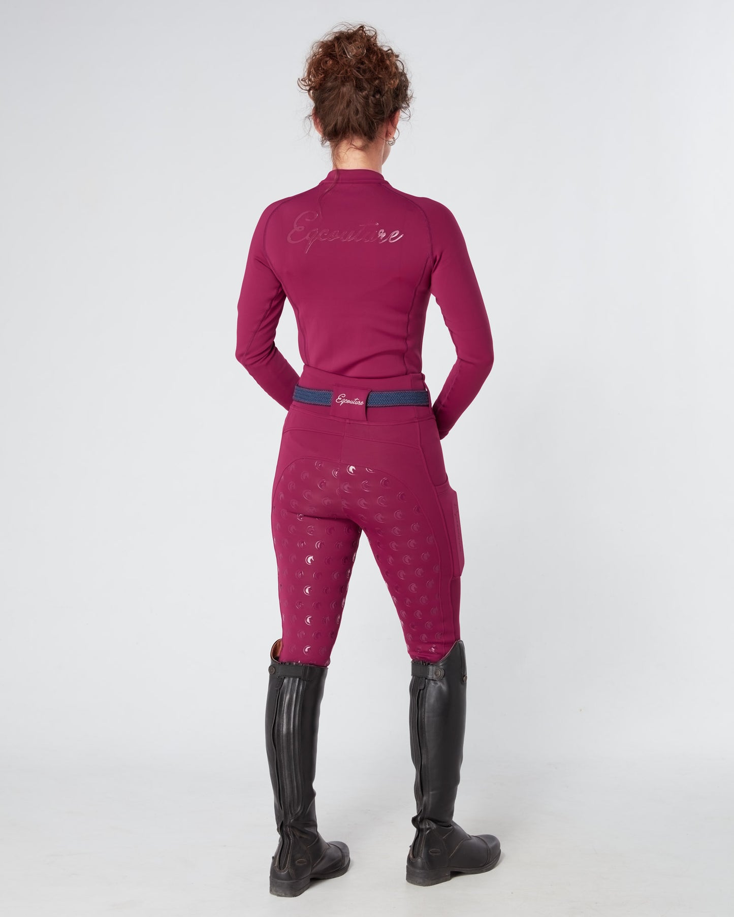 ALL-SEASON Deep Ruby Riding Leggings / Tights with Phone Pockets - WATER RESISTANT