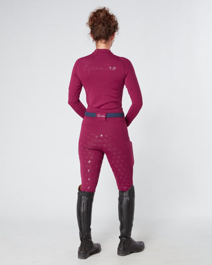 ALL-SEASON Deep Ruby Riding Leggings / Tights with Phone Pockets - WATER RESISTANT