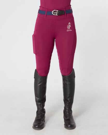 ALL-SEASON Deep Ruby Riding Leggings / Tights with Phone Pockets - WATER RESISTANT