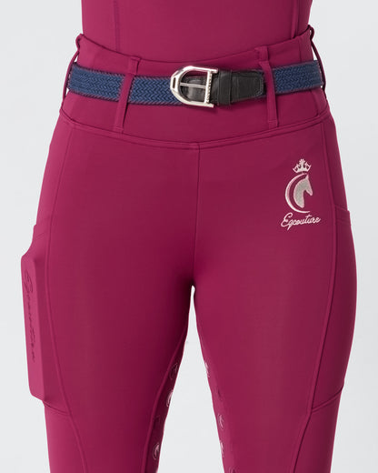 ALL-SEASON Deep Ruby Riding Leggings / Tights with Phone Pockets - WATER RESISTANT