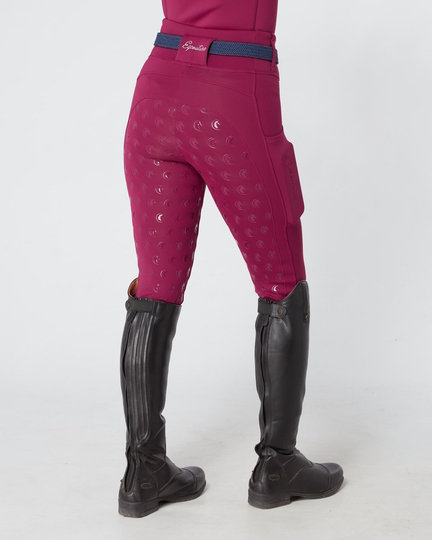 ALL-SEASON Deep Ruby Riding Leggings / Tights with Phone Pockets - WATER RESISTANT
