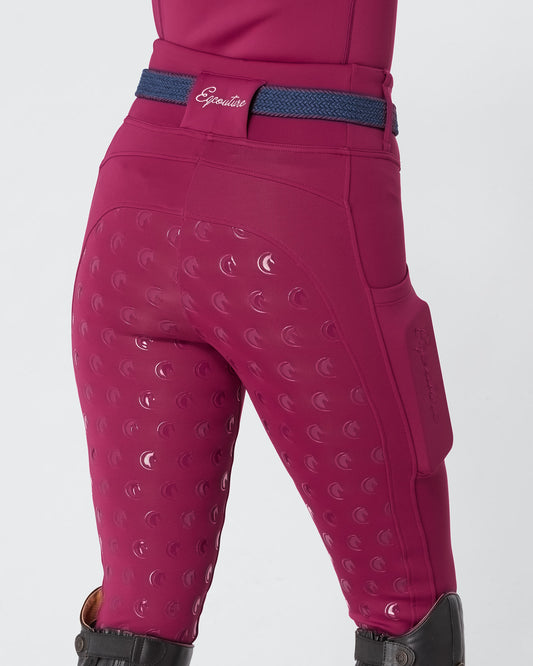 ALL-SEASON Deep Ruby Riding Leggings / Tights with Phone Pockets - WATER RESISTANT