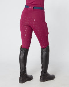 WINTER Thermal Deep Ruby Riding Leggings / Tights with Phone Pockets - WATER RESISTANT