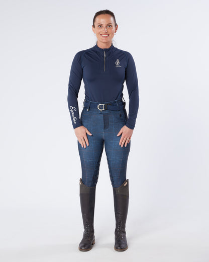 Navy Tweed Riding Breeches (Breggings) - Full Grip