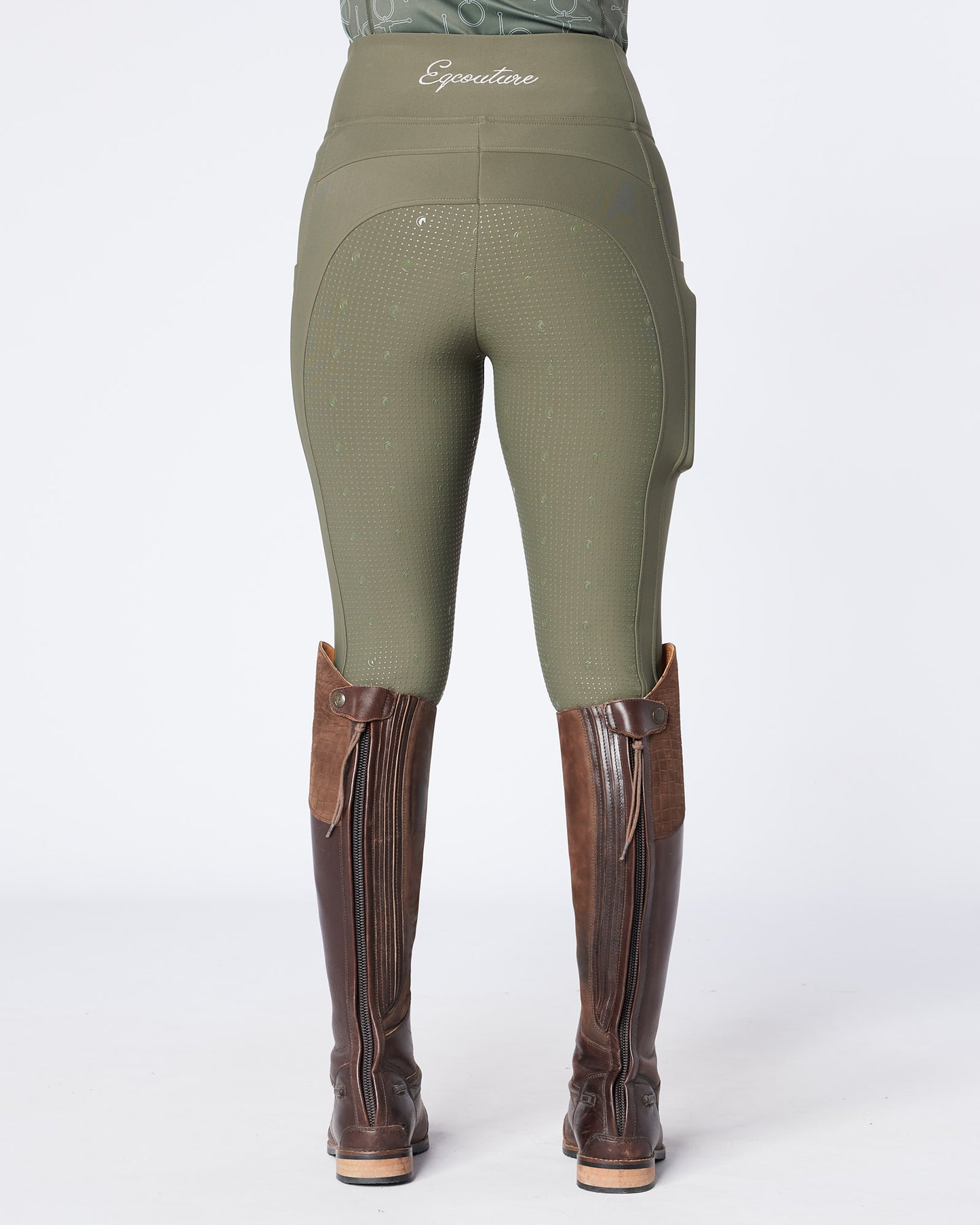 WINTER ALL-SEASON Green Riding Leggings / Tights with Phone Pockets - OLIVE GREEN