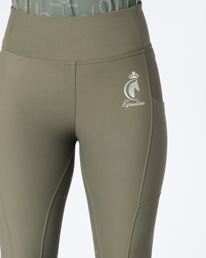WINTER ALL-SEASON Green Riding Leggings / Tights with Phone Pockets - OLIVE GREEN