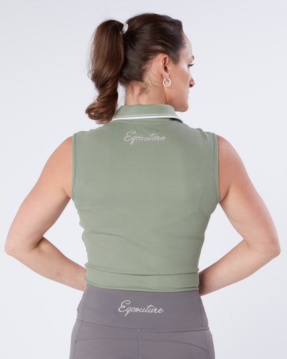 Sleeveless Polo Shirt - SAGE GREEN