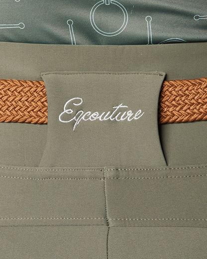 WINTER ALL-SEASON Olive Green Riding Leggings / Tights with Phone Pockets - NO GRIP / SILICONE