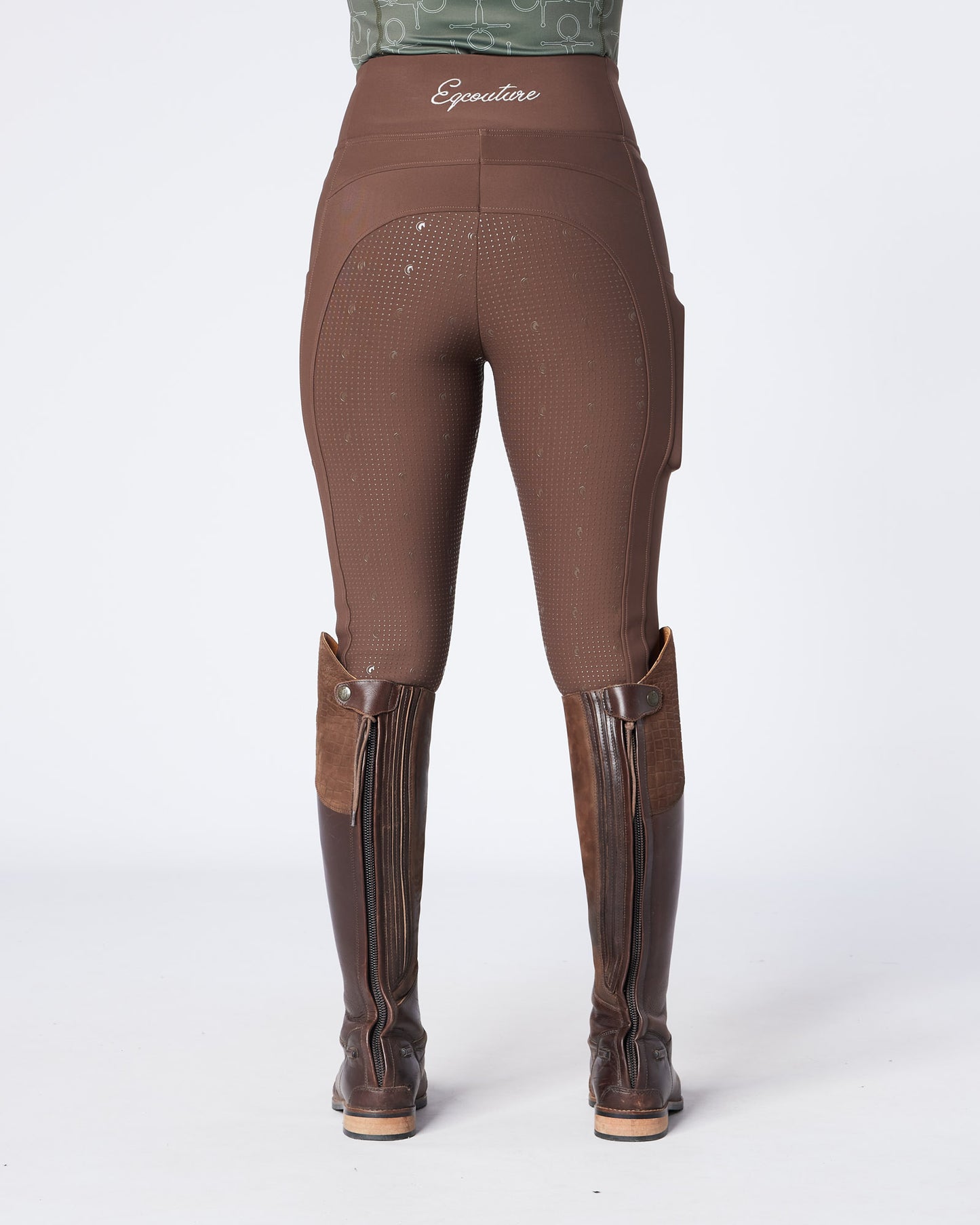 WINTER ALL-SEASON Brown Riding Leggings / Tights with Phone Pockets - WATER RESISTANT