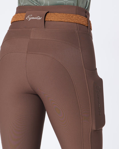 WINTER ALL-SEASON Brown Riding Leggings / Tights with Phone Pockets - NO GRIP / SILICONE