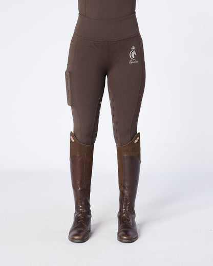 ORIGINALS Brown Riding Leggings / Tights with Phone Pockets - CHOCOLATE