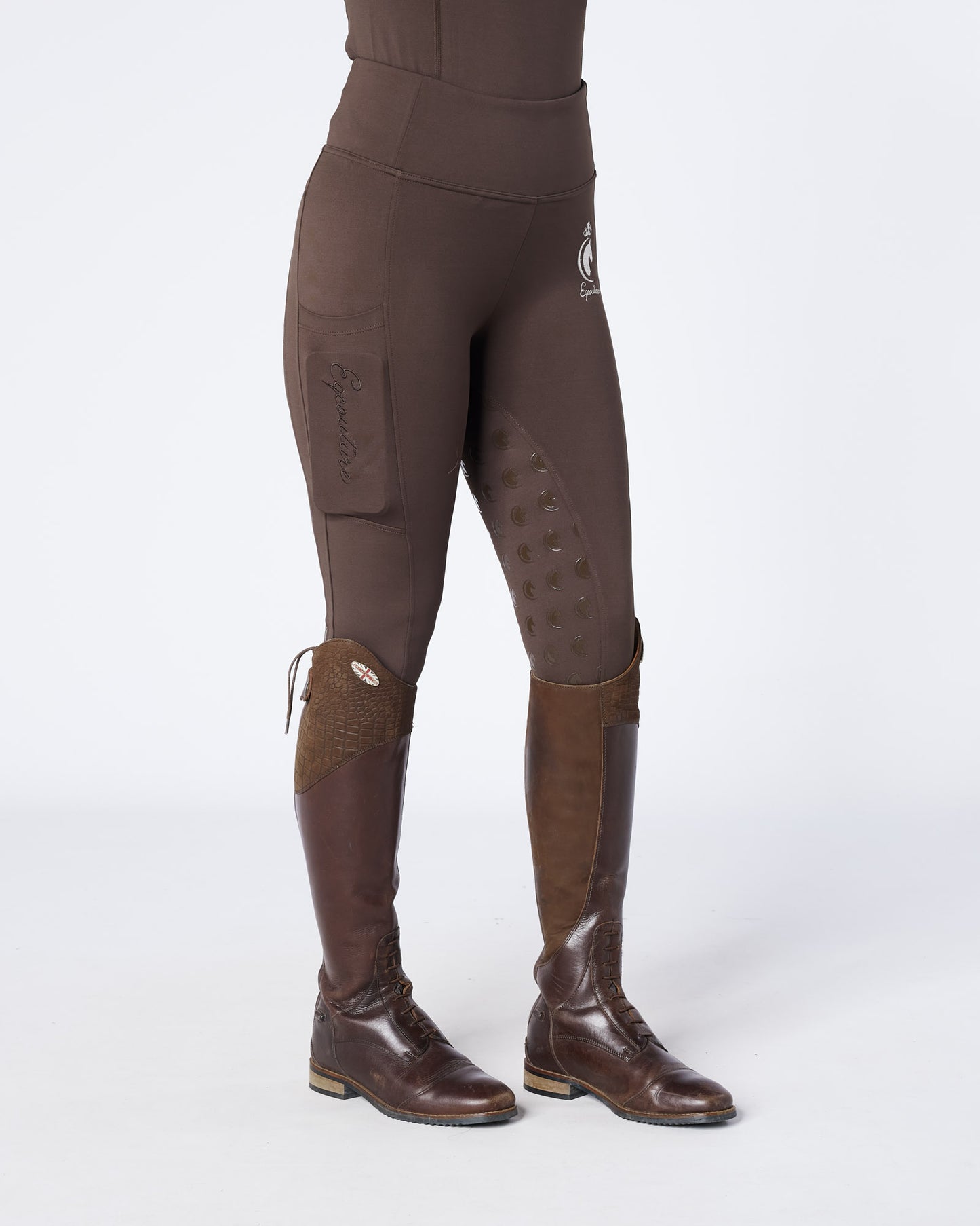 ORIGINALS Brown Riding Leggings / Tights with Phone Pockets - CHOCOLATE