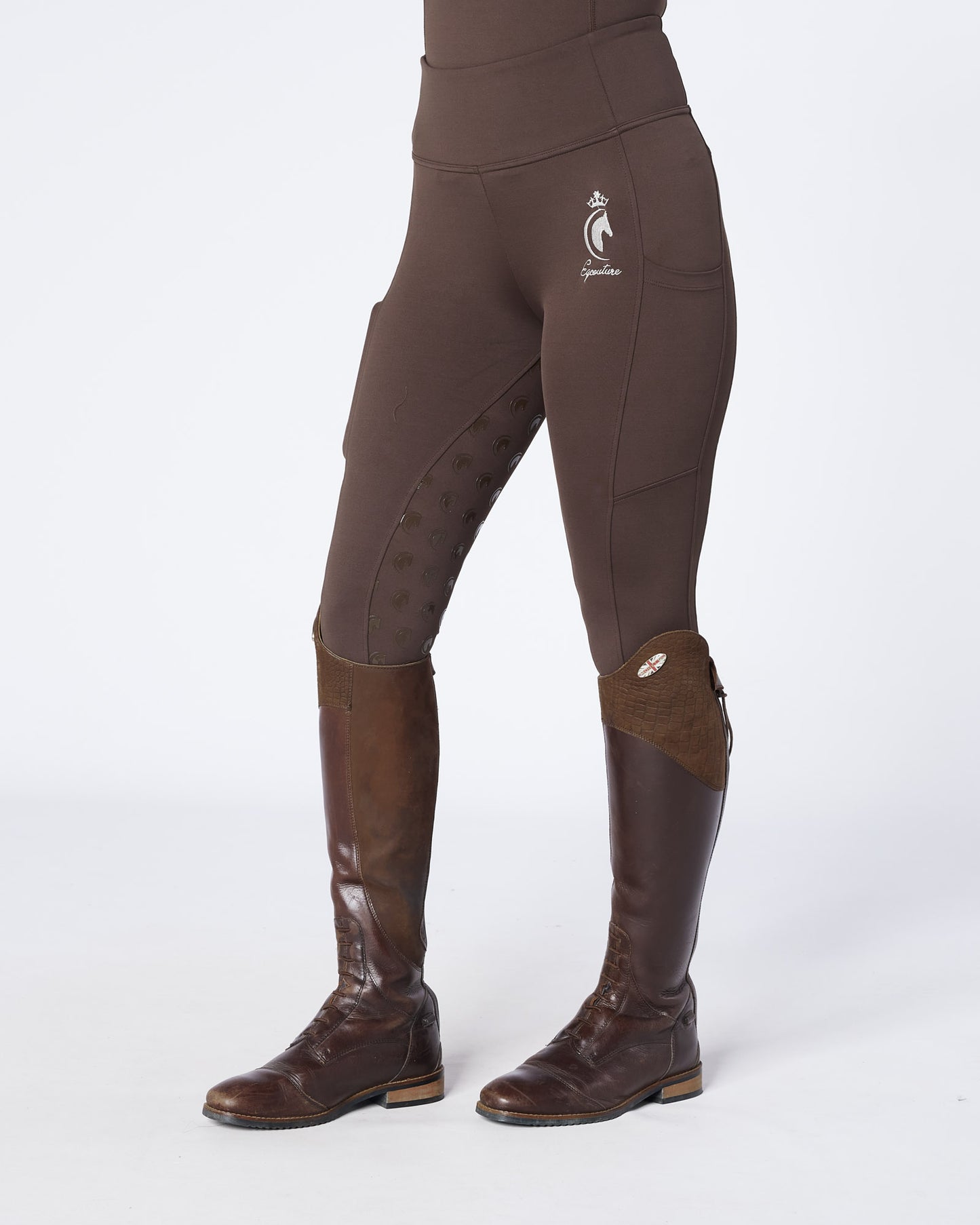 ORIGINALS Brown Riding Leggings / Tights with Phone Pockets - CHOCOLATE