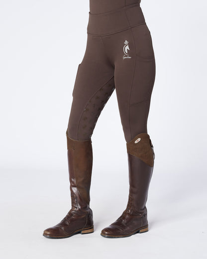 ORIGINALS Brown Riding Leggings / Tights with Phone Pockets - CHOCOLATE