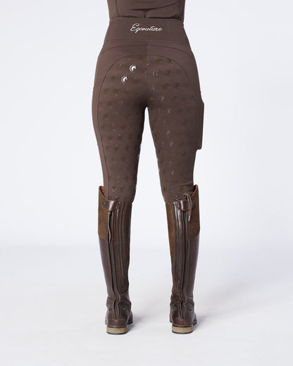 ORIGINALS Brown Riding Leggings / Tights with Phone Pockets - CHOCOLATE