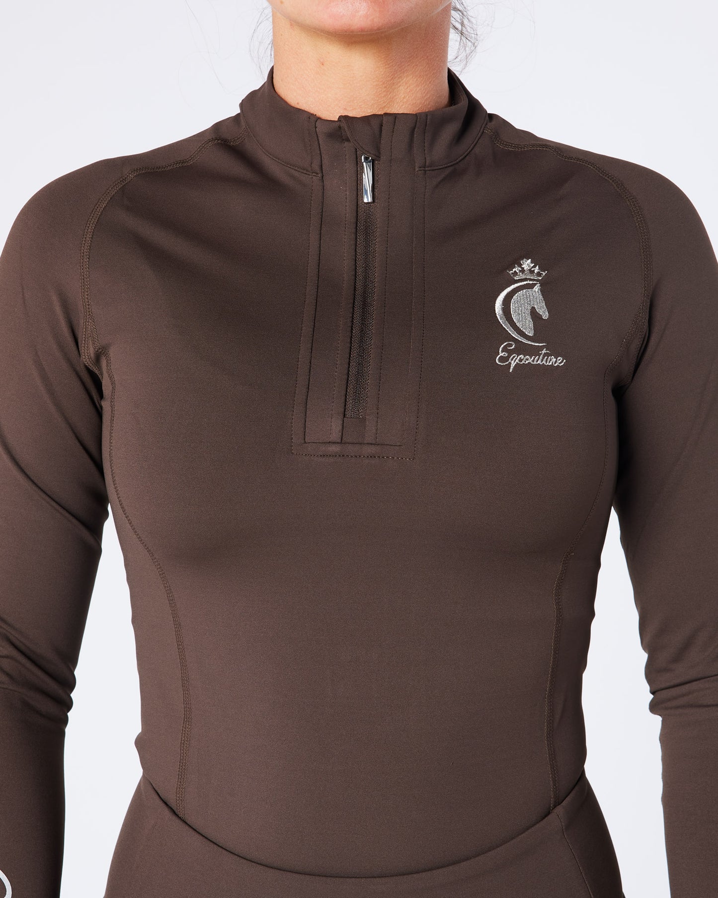 Brown Equestrian Technical Long Sleeve Base Layer - CHOCOLATE
