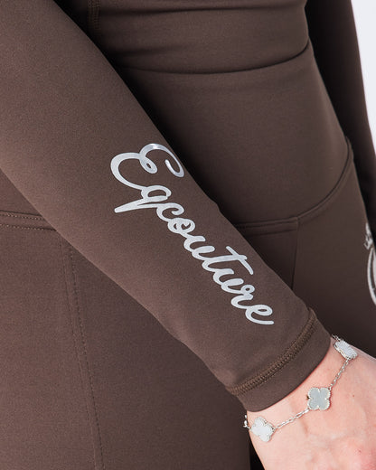Brown Equestrian Technical Long Sleeve Base Layer - CHOCOLATE