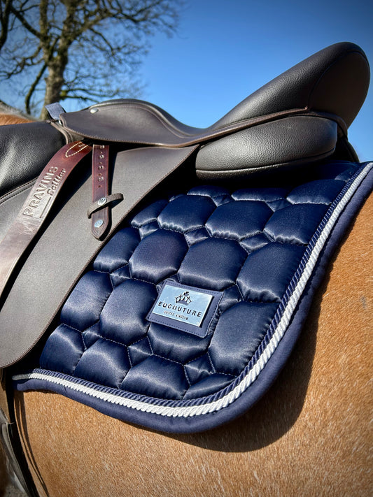 Eqcouture 'Symmetry' Luxury Satin Jumping Saddle Pad - MIDNIGHT (NAVY)