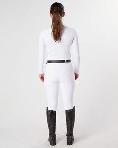 Horse Riding Leggings tights with phone pockets & full seat grip - competition white - Eqcouture