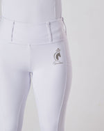 Load image into Gallery viewer, Horse Riding Leggings tights with phone pockets &amp; full seat grip - competition white - Eqcouture
