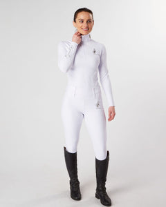 Horse Riding Leggings tights with phone pockets & full seat grip - competition white - Eqcouture