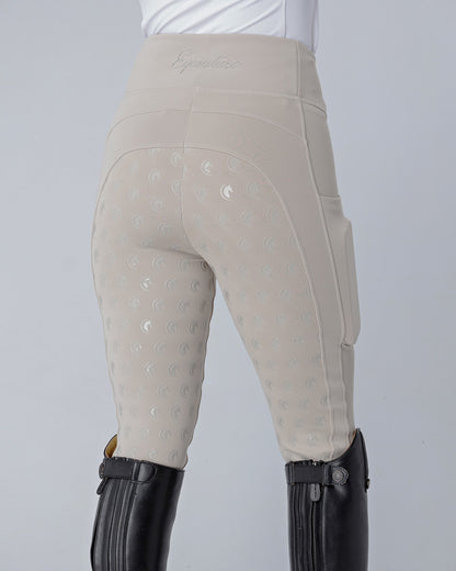 ALL-SEASON Competition Beige Riding Leggings / Tights with Phone Pockets - HUNTER BEIGE