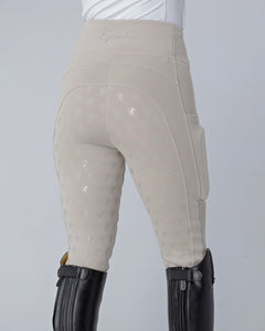 WINTER Thermal Competition Beige Riding Leggings / Tights with Phone Pockets - HUNTER BEIGE