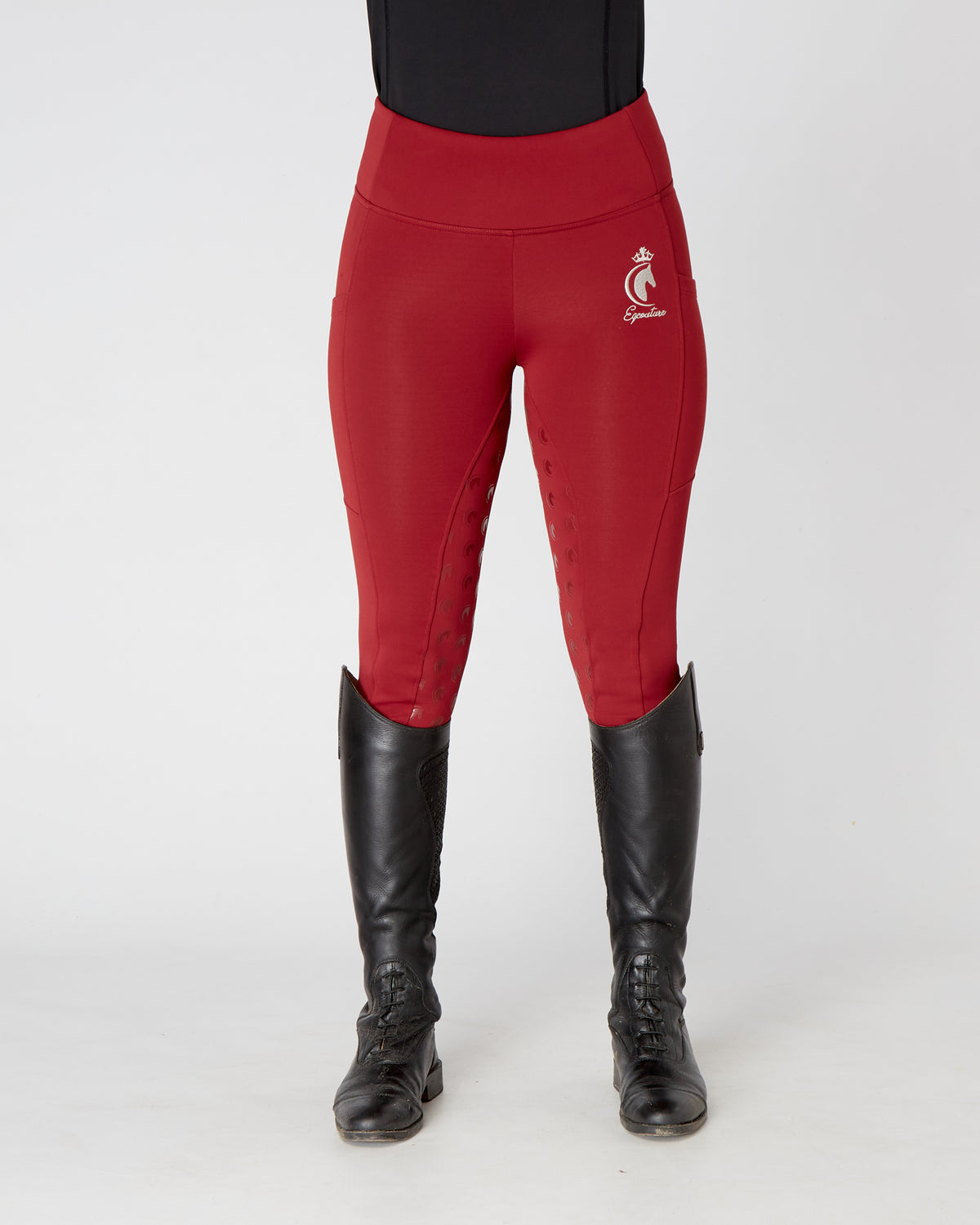 Winter Thermal Horse Riding Tights / Leggings w/ phone pockets -  RED