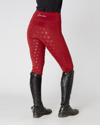 Winter Thermal Horse Riding Tights / Leggings w/ phone pockets -  RED