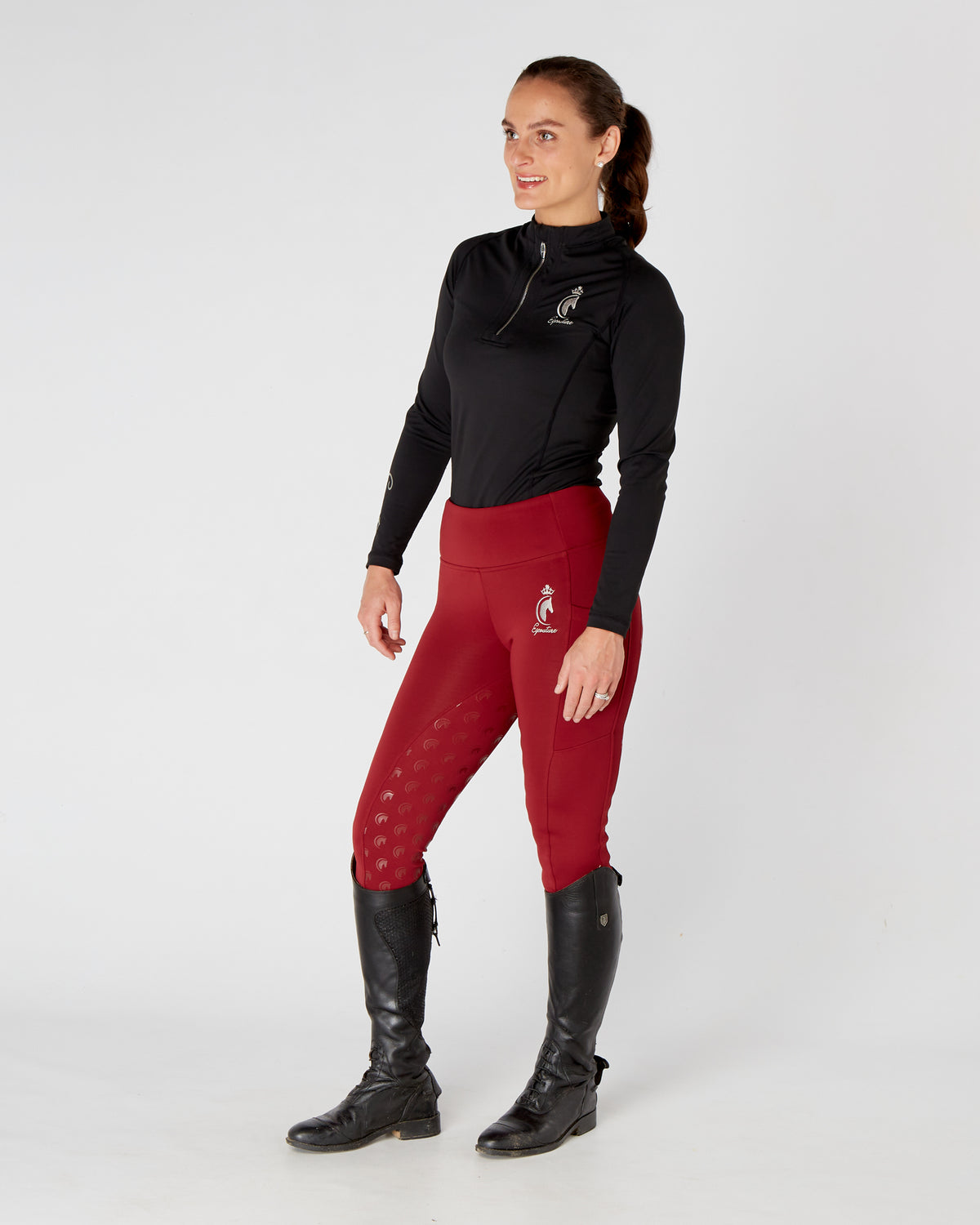 Winter Thermal Horse Riding Tights / Leggings w/ phone pockets -  RED