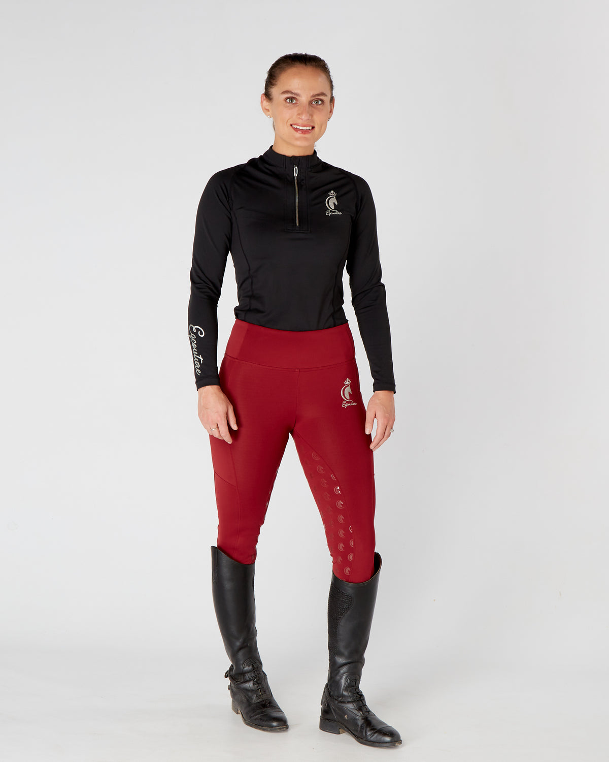 Winter Thermal Horse Riding Tights / Leggings w/ phone pockets -  RED