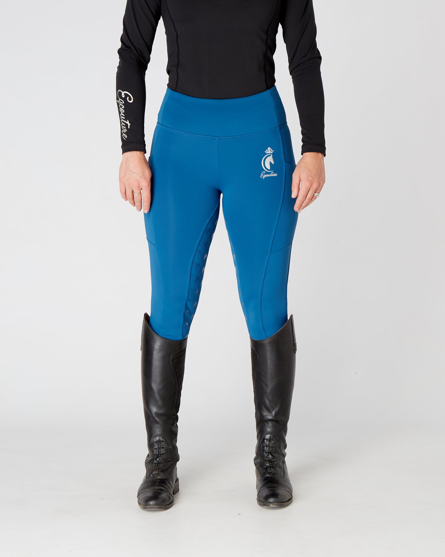 Winter Thermal Horse Riding Tights / Leggings w/ phone pockets - BLUE