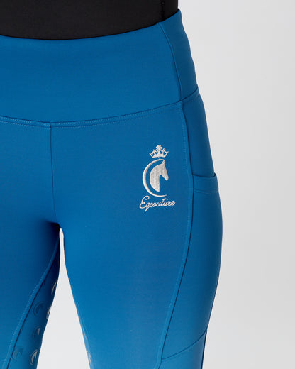 Winter Thermal Horse Riding Tights / Leggings w/ phone pockets - BLUE