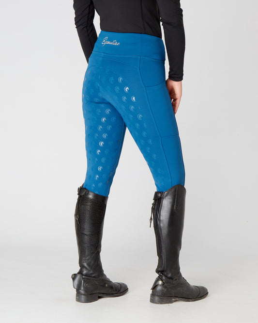 Winter Thermal Horse Riding Tights / Leggings w/ phone pockets - BLUE